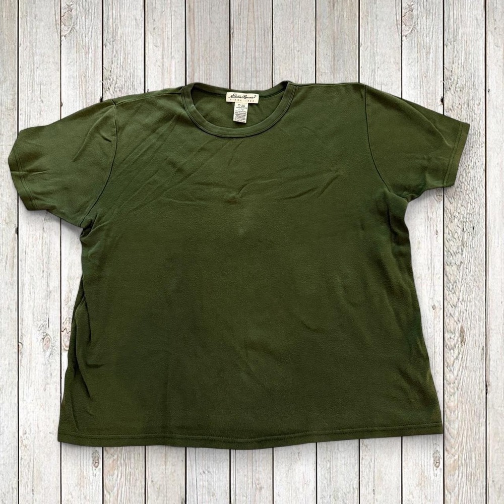 Vintage Eddie Bauer Womens L Green T Shirt Made Northern Mariana Islands